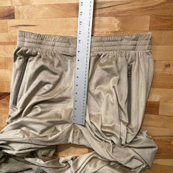 SKIMS Pants Kim Kardashian Velour Track High Rise Wide leg Lounge Gold Pockets M - Picture 5 of 12